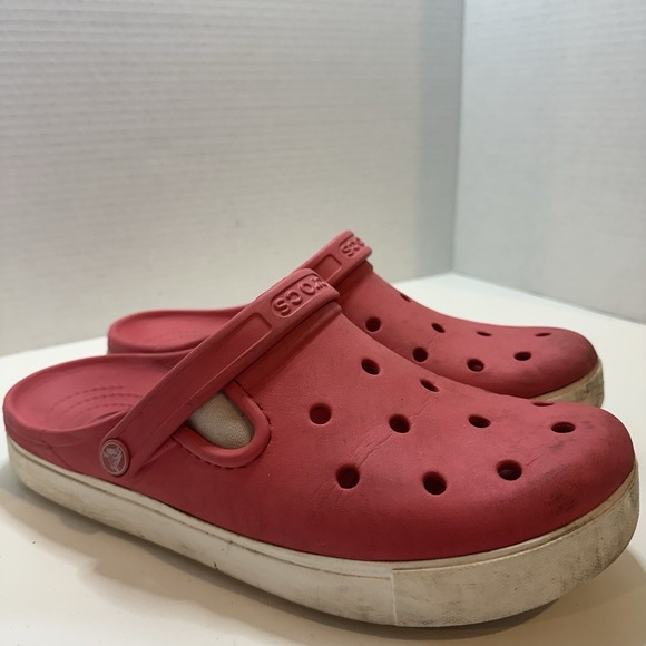 CROCS Shoes - CROCS Crocband Unisex Sandals - Size Women's 10& Men's 8 -  Pink And White